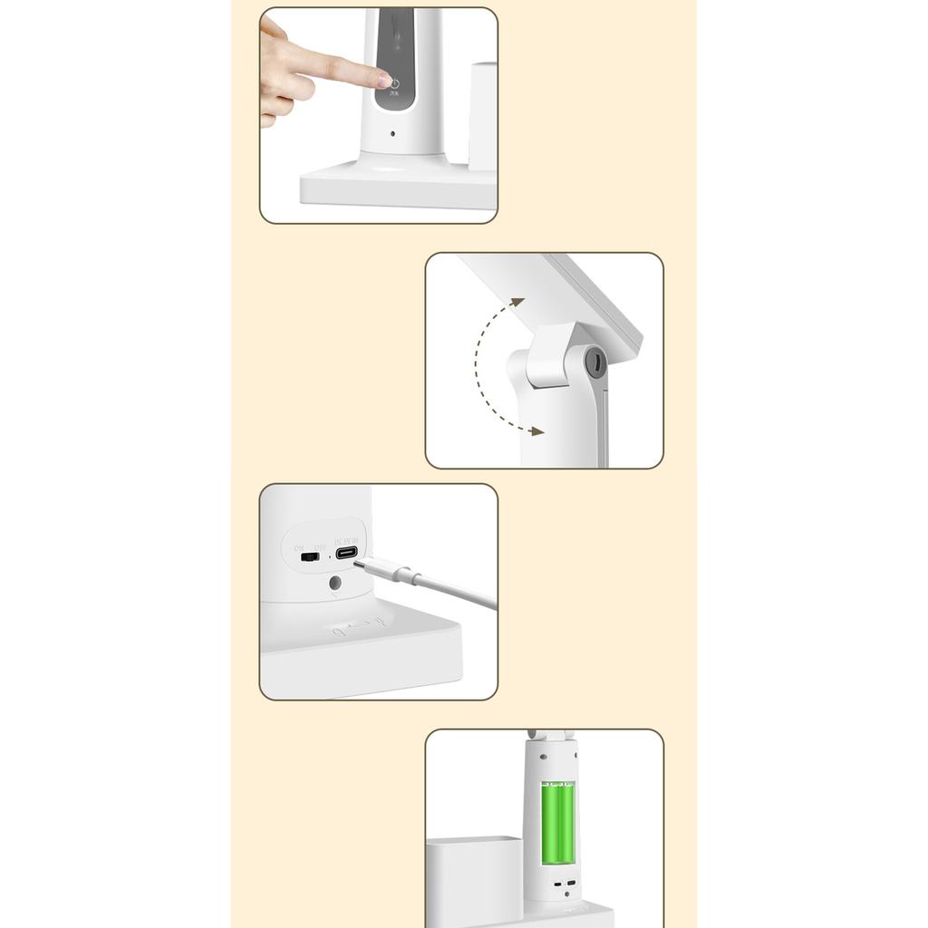 LED Folding Desk Lamp for Students To Study and Protect Their Eyes, Children's Vision Protection, Reading, Charging and Plugging