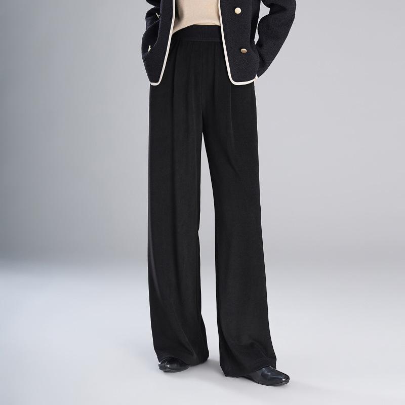 A Pair Of Hair Generation Drooping Soft Waxy Casual Pants For Women'S Autumn And Winter New High-End Wool Straight Mopping Wide-Leg Pants