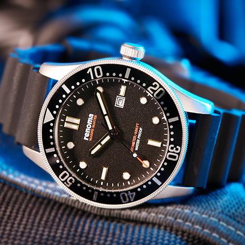 Lenomasigye Marine Master Zegarek Nurkowy Czarny Re-2101Bk