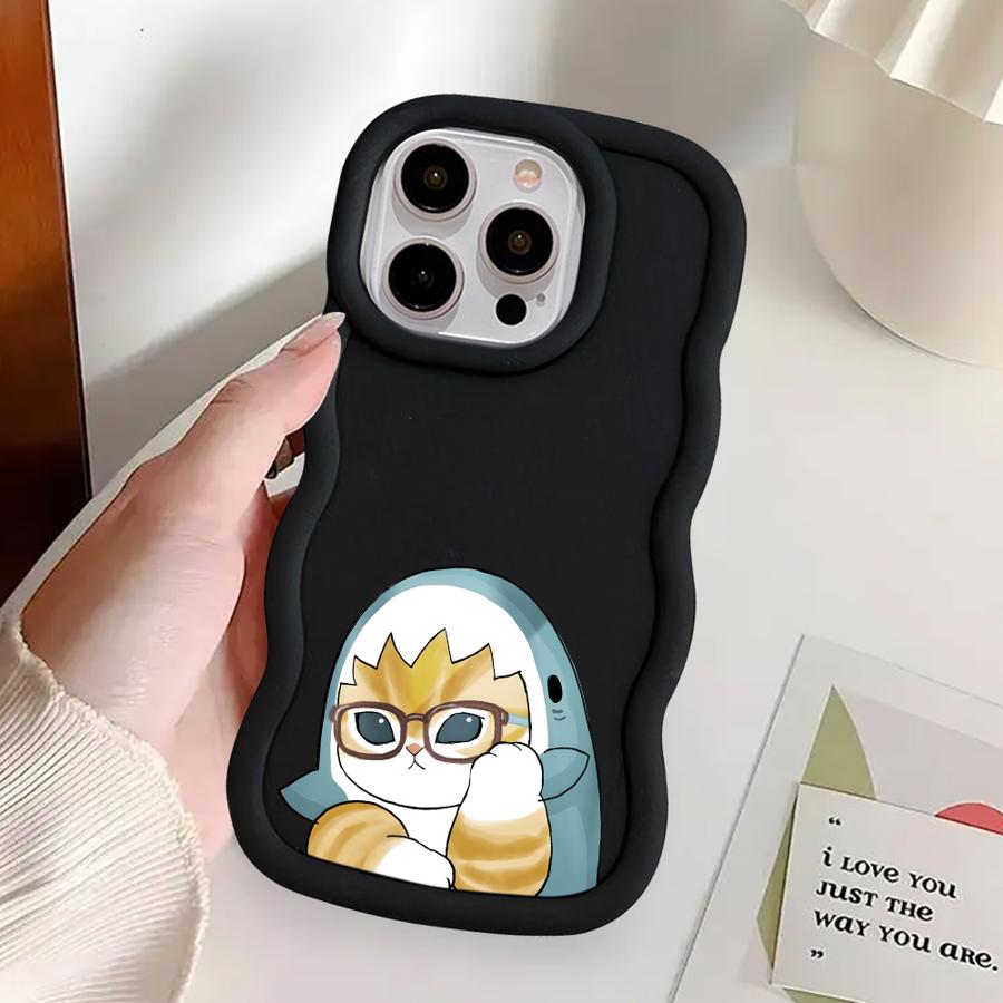 Case for iPhone 18 13 15 Plus XR 17 Air 16 Pro Max 11 14 8 12 Soft Phone Cover Shark Cat