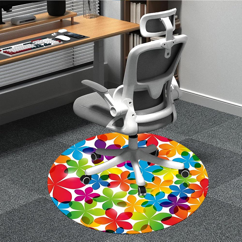 

1pc Colorful Flowers Chair Carpet for Office Non-Slip, Machine Washable Rug for Office, Room - Holiday Decor, Machine Made yy251016055 80cm by 80cm