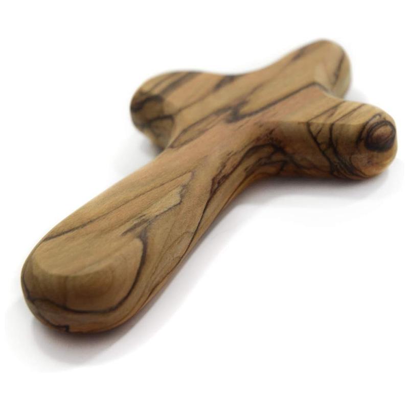 2025 Trend 4Inch Hand Held Olive Wood Clinging Cross Fine Prayer Comfort Holding Wooden Cross - Hand Held Palm Size