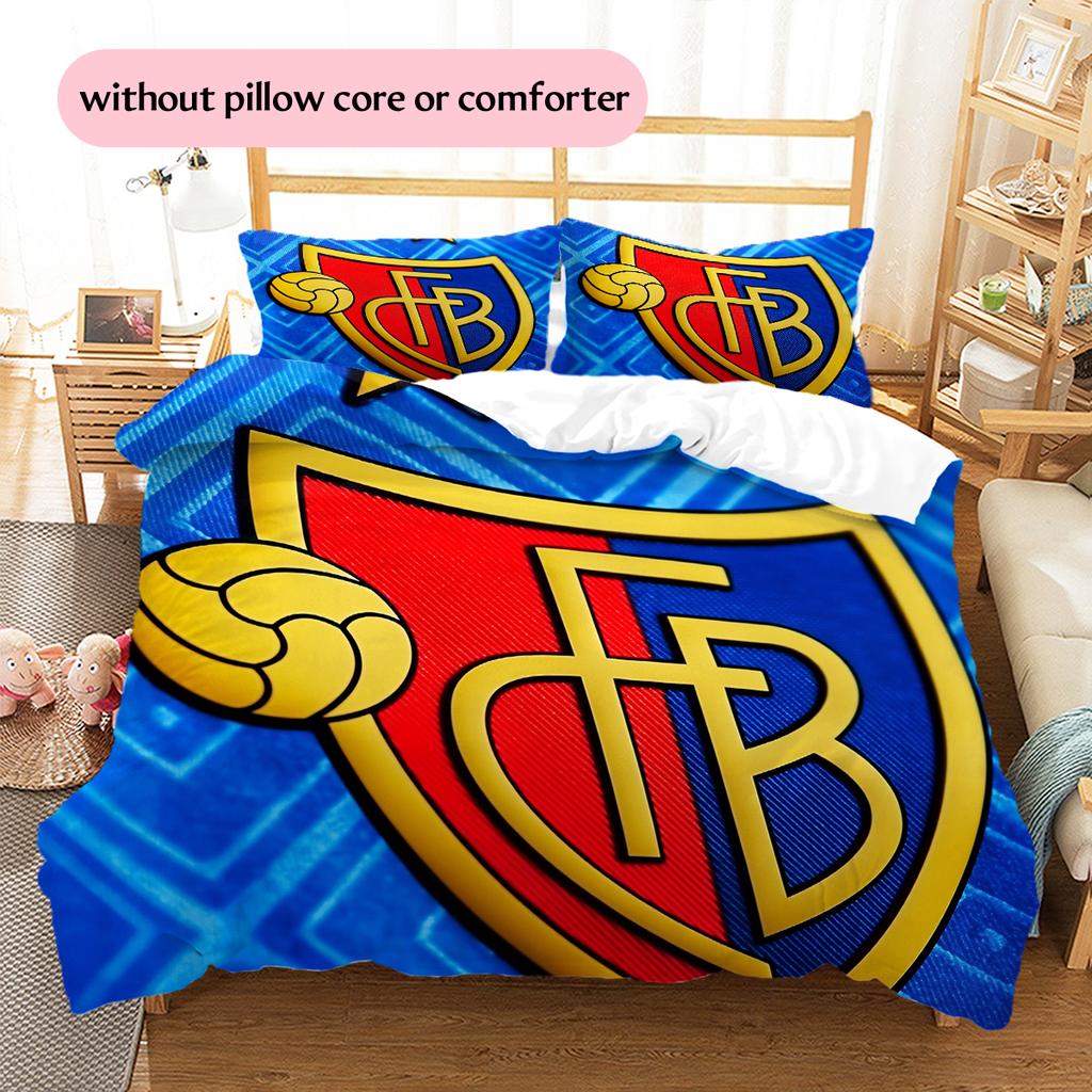FC Basel Vzorované povlečení Domácí dekorace Narozeninový dárek (1 * povlak na peřinu + 2 * povlak na polštář, bez jádra)