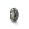Full Circle Blue Turquoise Ring European and American Fashionable Men's and Women's Rings