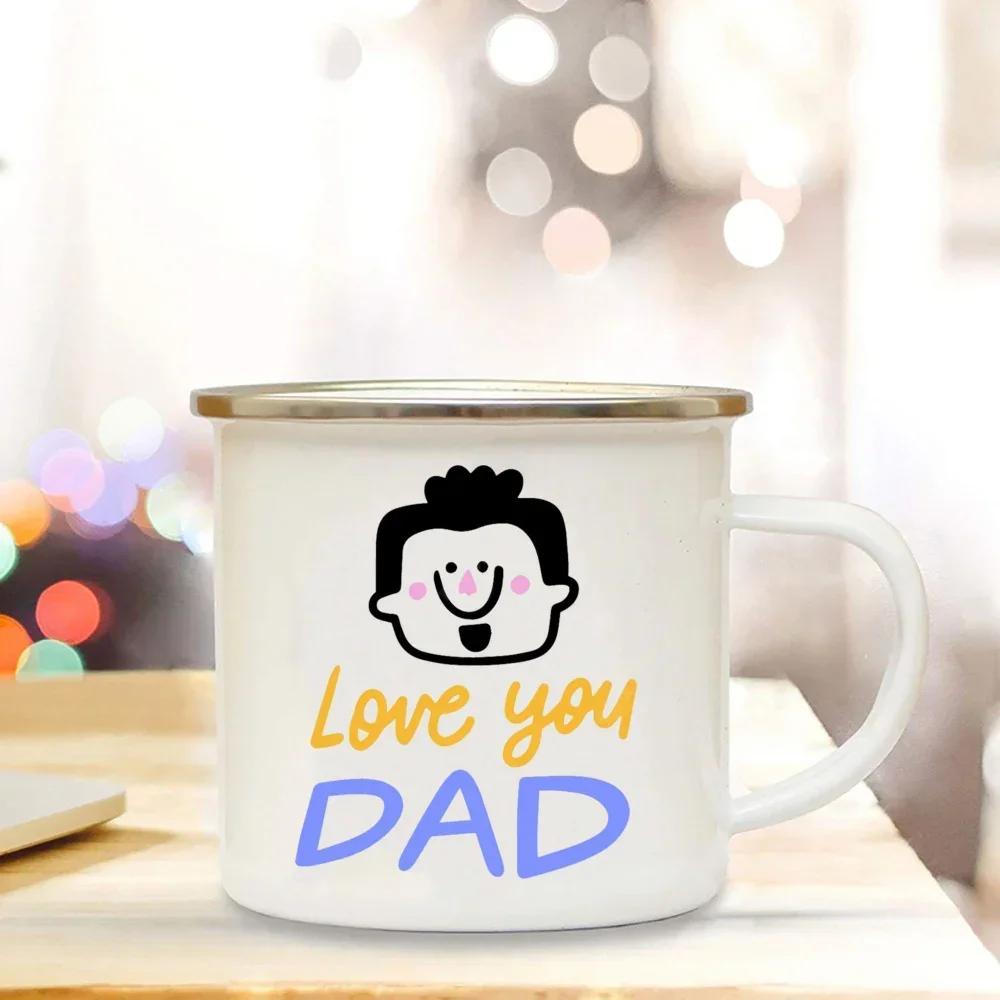 Drinks Water Cup Best Dad Ever Enamel Coffee Mugs Bonfire Party Drink Beer Wine Juice Mug Dessert Cocoa Milk Handle Cup
