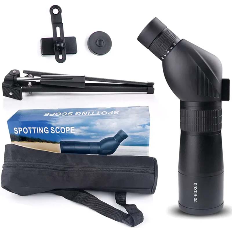20-60x60 Monocular Telescope, High Power Zoom Scope With Bak4 Prism, Waterproof Anti Fog For Bird Watching, Camping, Travel And Phone Photography