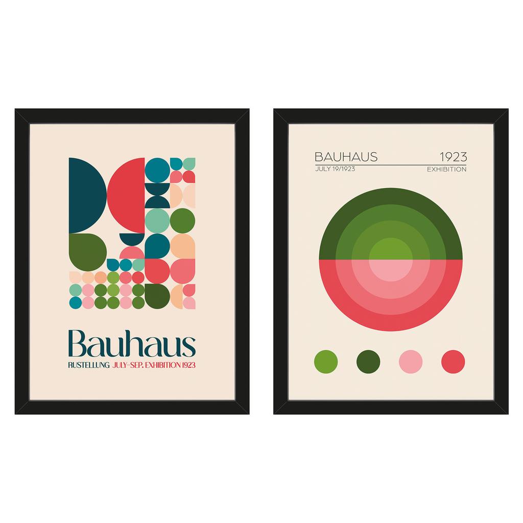 Emel Tunaboylu Bauhaus Boxen 2 Bauhaus Grüner Kreis Gerahmtes Druckset (Packung mit 2)