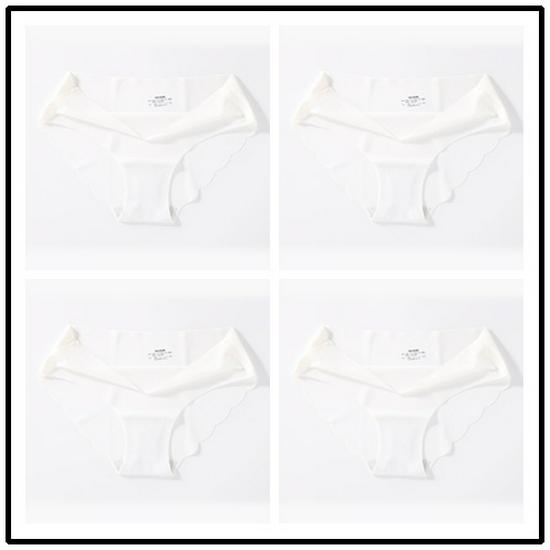 4-balení bezešvých dámských kalhotek středního pasu plus size z ledového hedvábí - Sexy letní trojúhelníkový design