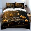 Golden Merry Christmas Decor Bedding Duvet Cover Set Duvet Cover Pillowcases  (1*Duvet Cover 2*Pillowcases, without duvet insert)