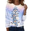 Women's Christmas Printed Long Sleeve Round Neck Top Casual Blouse