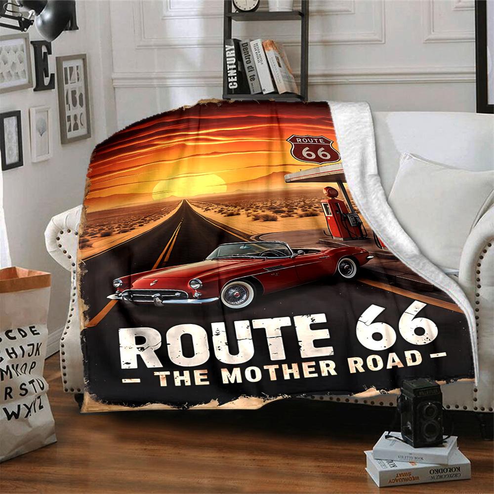 1PC Route 66 Blanket, Throw For Sofa, Bed, Travel, Camping, Livingroom,