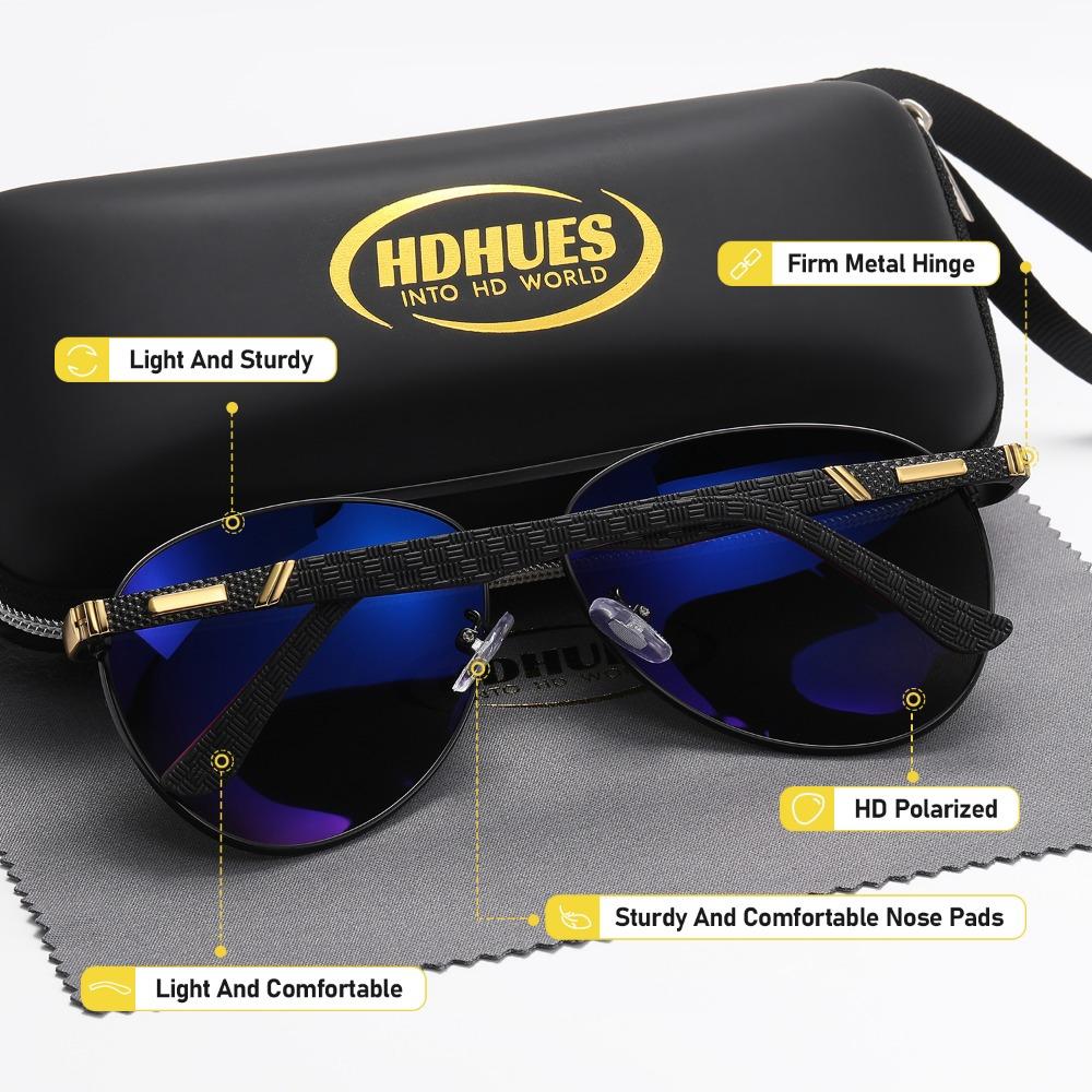 HdHues Unisex Retro Large Frame Double Beam Spring Leg Polarized Driving Sunglasses, UV400