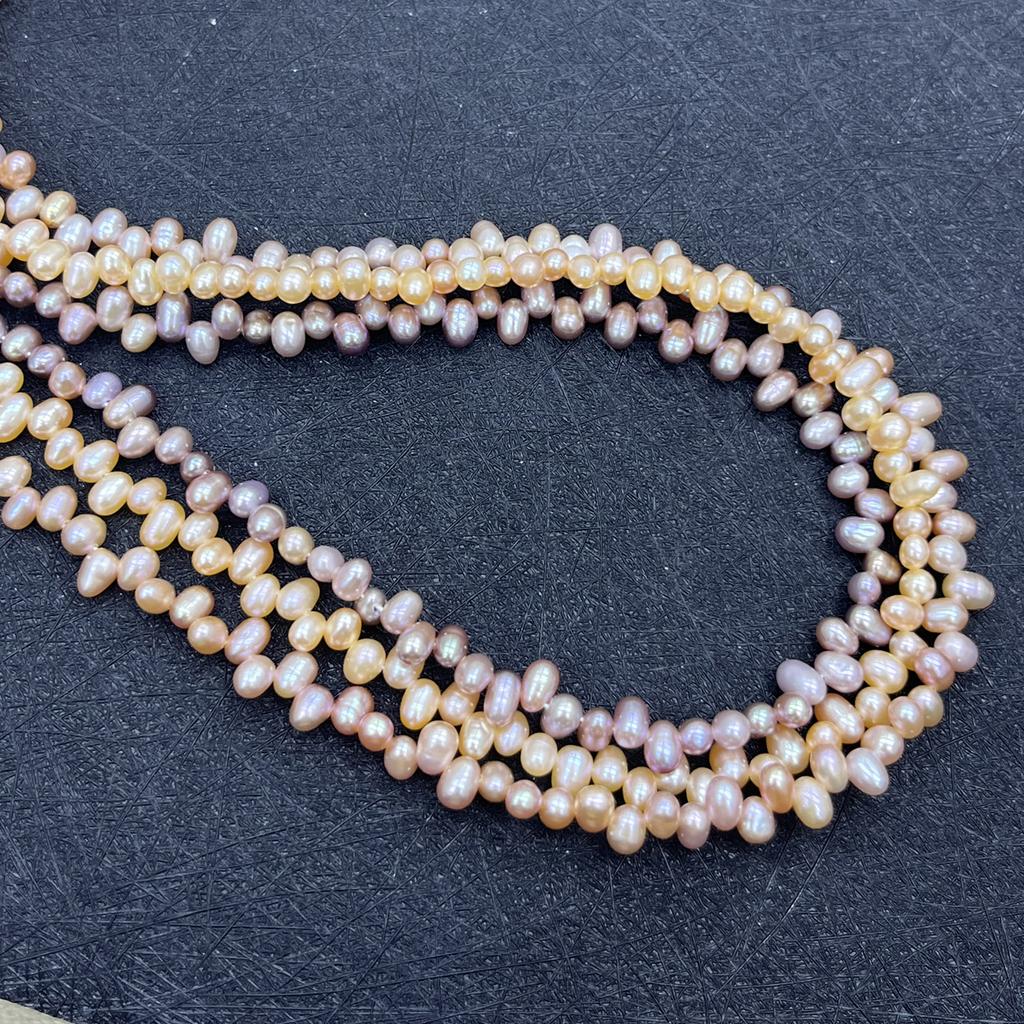 1String, Purple Yellow White Natural Pearls, Top Sided Drilled Hole Pearl Beads for Jewelry Making DIY Crafts (Beads 4-5mm, Length 36cm)