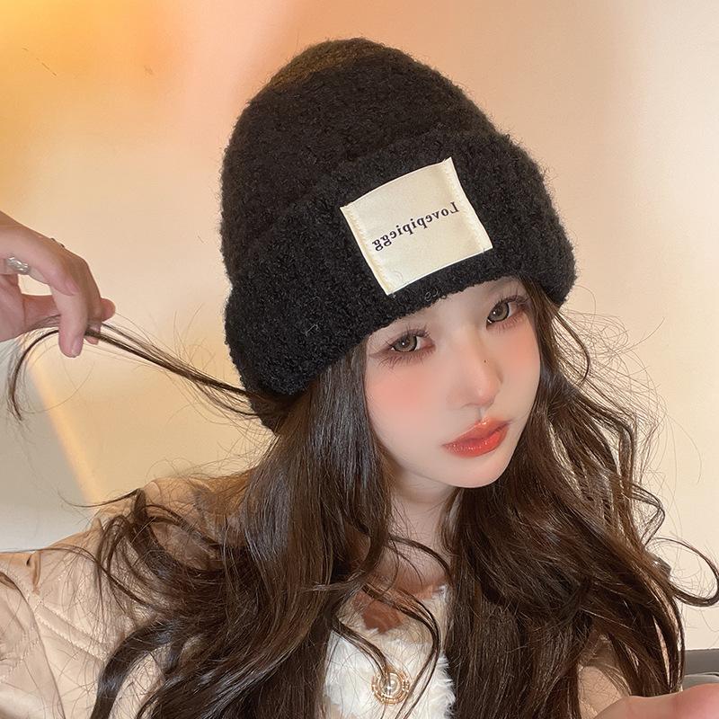 Large Head Circumference Hat Women's Autumn and Winter New Knitted Hat Korean Style All Match Warm Woolen Hat Showing Face Small Pile Hat Cold Hat