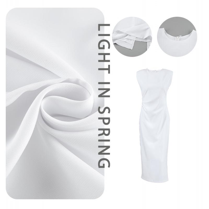 White Slim-Fit High-End Slit Dress, New Spring-Summer High-Waisted Sleeveless Long Dresses For Women
