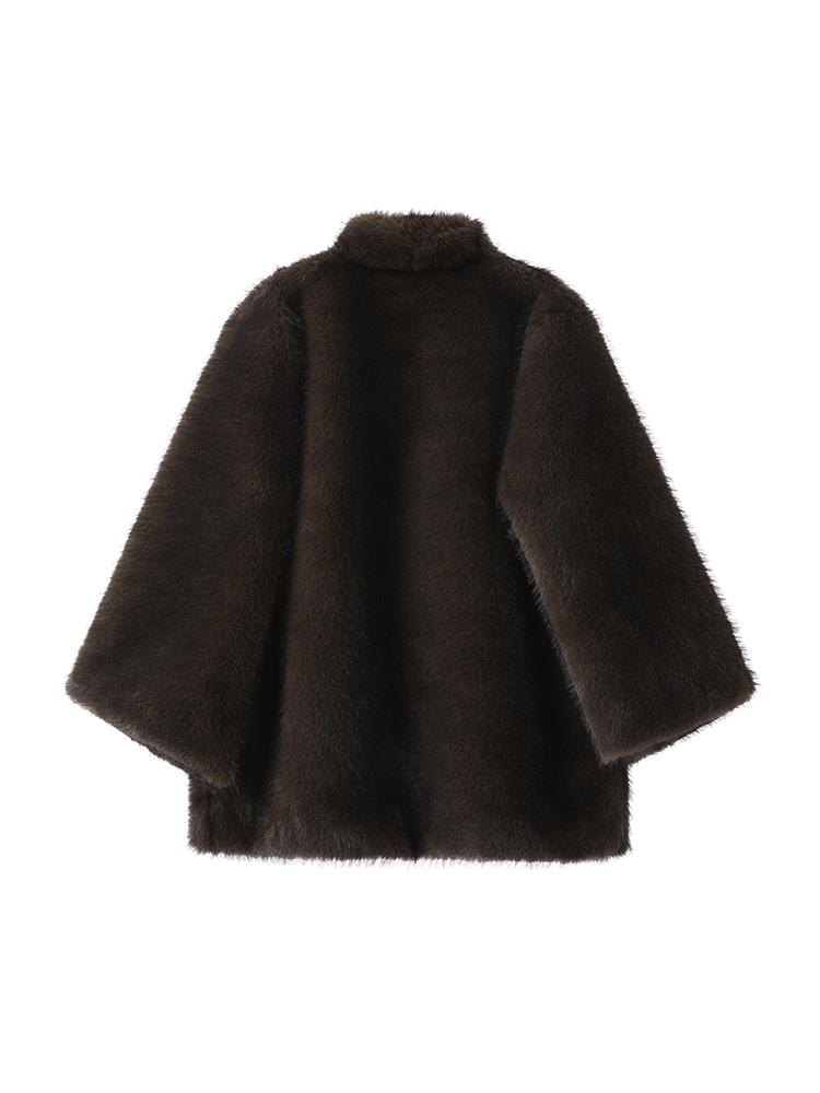 Women's Medium To Long Faux Fur Jacket Women's Collar Warm Fur Coat Brown 2025 New Collection