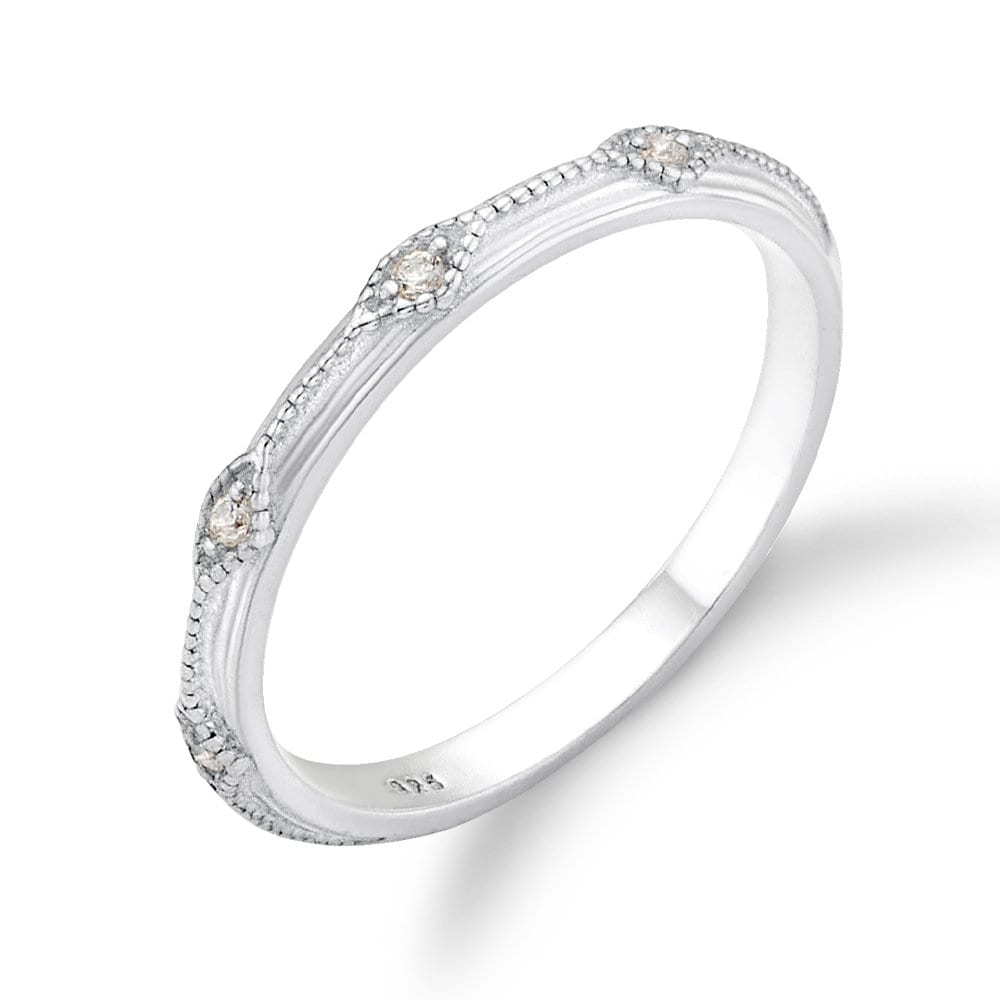 Silver 925 Line Pattern Q Ring