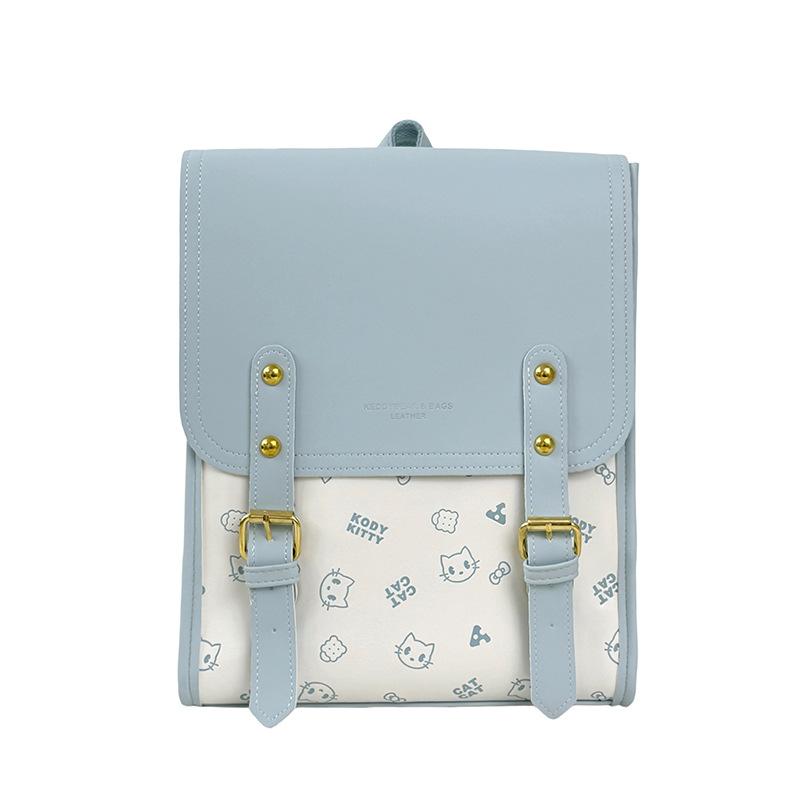 Schoolbag retro British style backpack 1011 new large-capacity embossed cat Japanese college style fashion versatile backpack