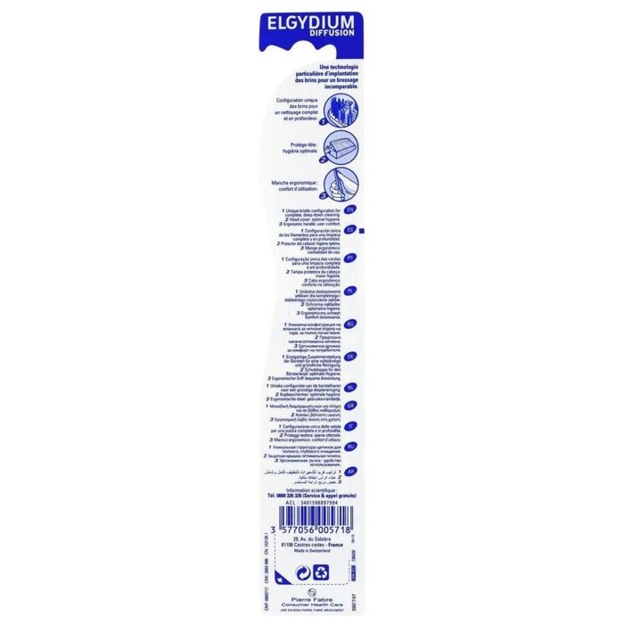 Brosse À Dents - ELGYDIUM - Diffusion Medium - Nettoyage Complet - Technologie Anchor Free - Ergonomique