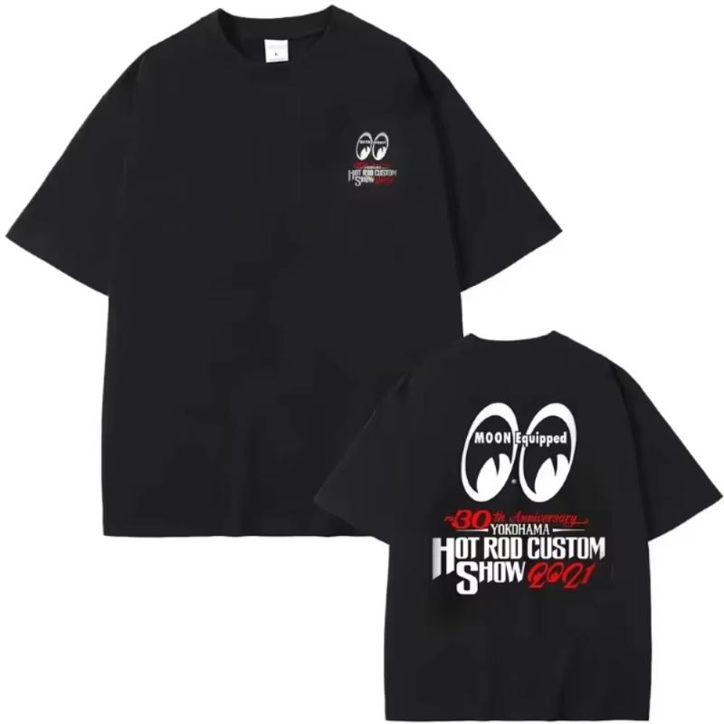 Mooneyes Moon Gear Speed Logo Stampato Unisex e Unisex Retro Unisex e Unisex T-shirt Fan Appassionato Stampato Top Stile Street