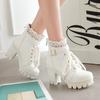 Women's white thick heel super high heel Martin boots fashionable European and American winter boots temperament short boots
