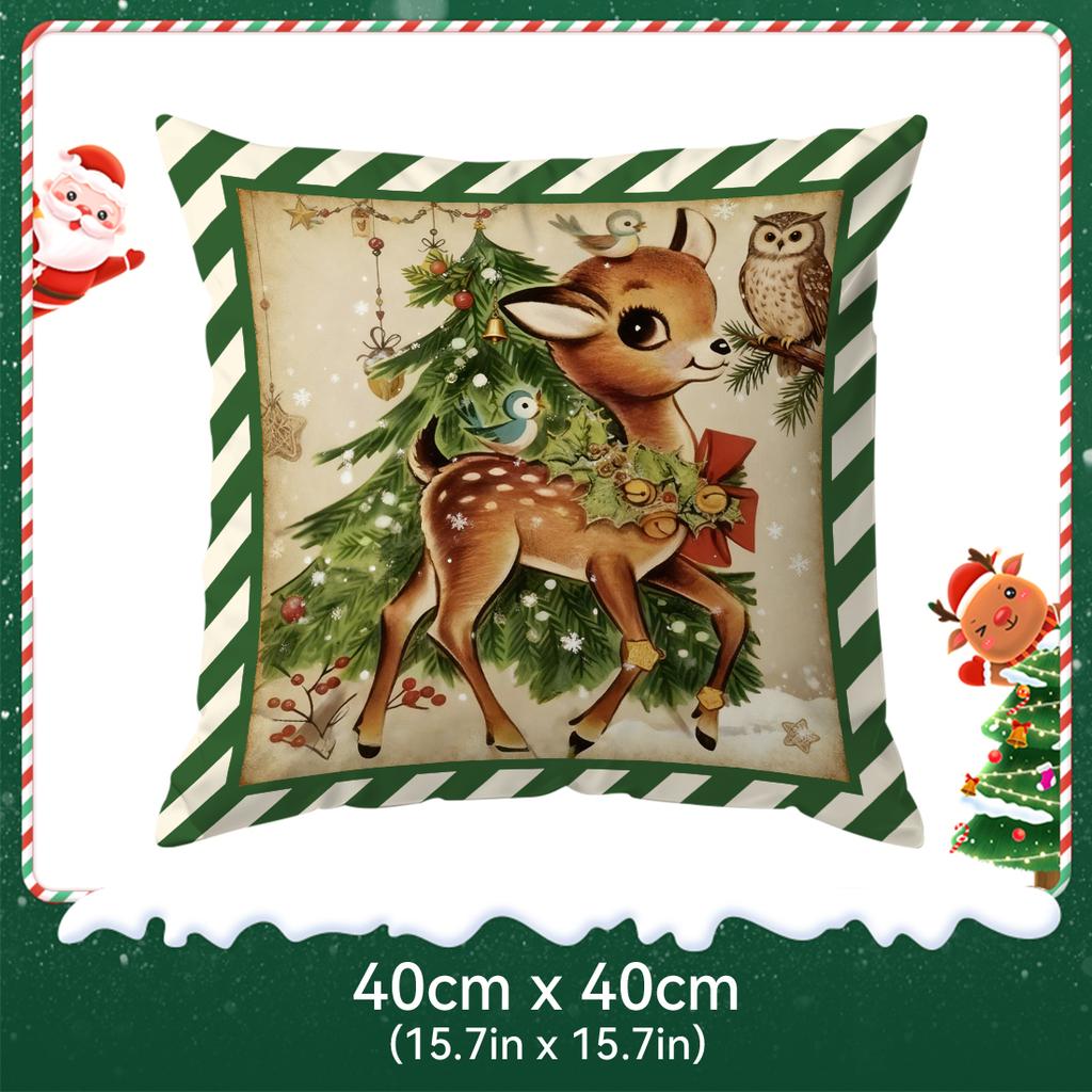 Retro Christmas Theme Pillowcase Bedroom Sofa Cushion Cover 100% Polyester Living Room Cushion Pillowcase Home Decor