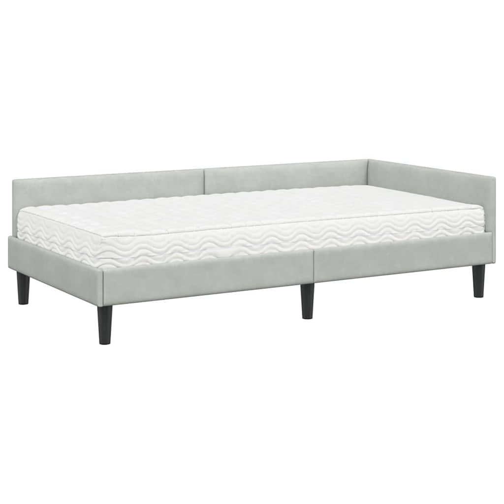 Corner Bed Frame with Mattress Other 2 pcs Light Grey Velvet