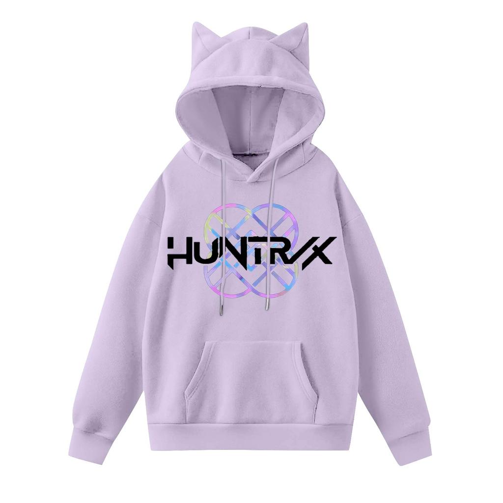 Ladies Fashion Casual Long Sleeve Printed Round Neck Hoodie Pullover Top With  Pockets