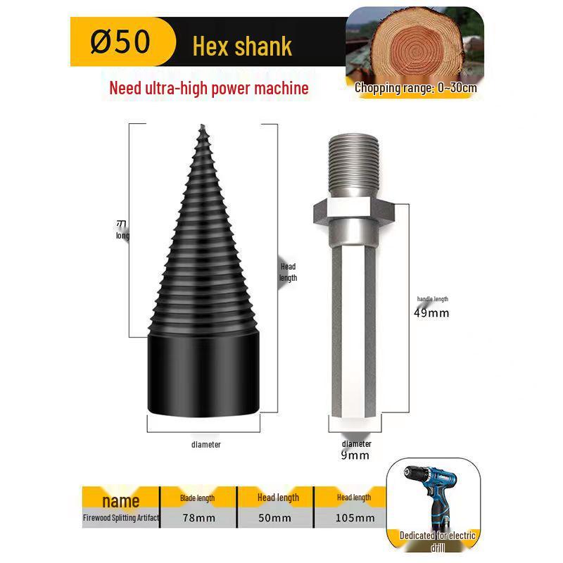 Electric Wood Splitting Cone Drill Bit for Firewood Cutting