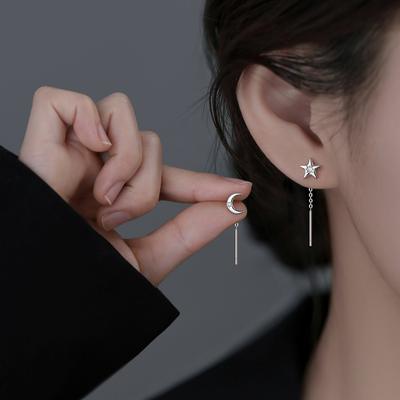 Moon and Star Earrings Unique Design Women Ear Accessories Elegant Versatile Personality Daily Jewelry