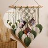 Natural Cotton Macrames Wall Art Leaf Pattern Hanging Decoration with Fringes For Home Interior Bedroom Nursery Decors