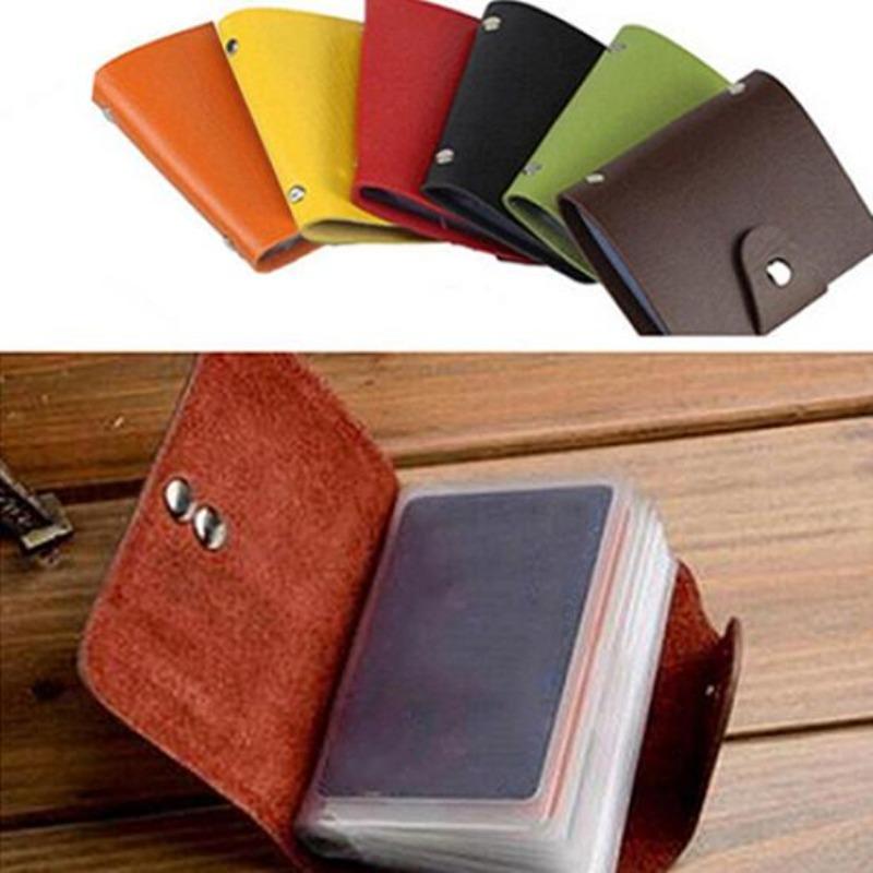 Men Women 24 Card ID Credit Card Holder Faux Leather Pocket Case Purse Wallet