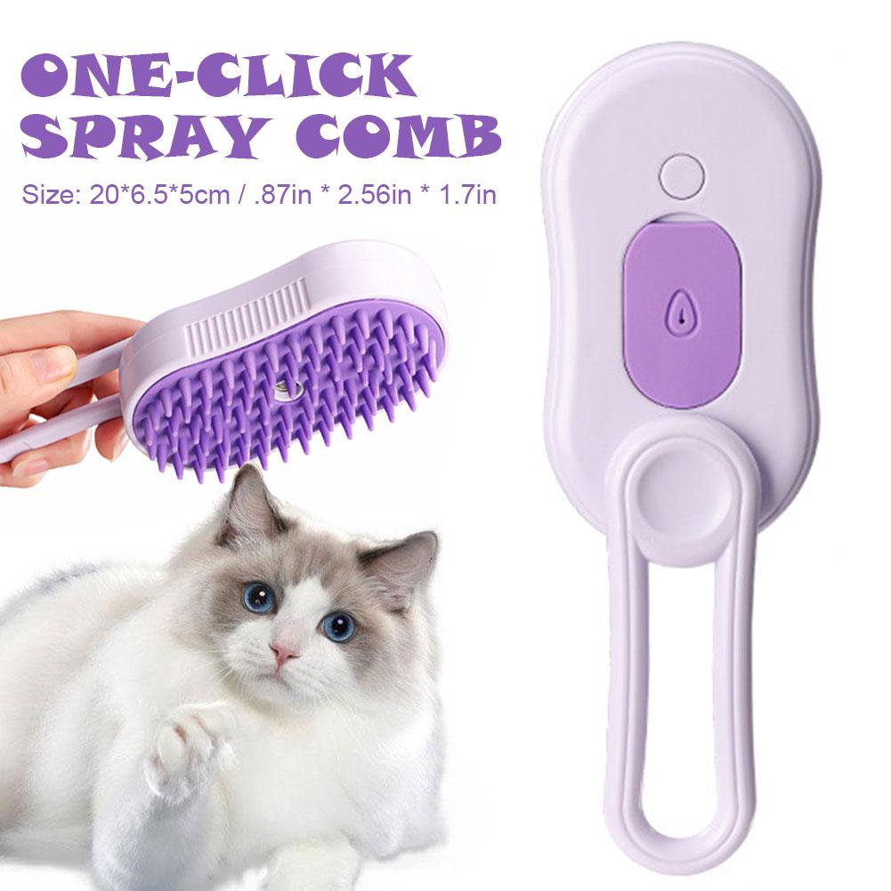 3v1 Kočičí parní kartáč Parní kartáč na psy Elektrický proti stříkající vodě Grooming Parní masáž Hřeben na odstraňování chlupů Sprej Mazlíček s kartáčem W2J7
