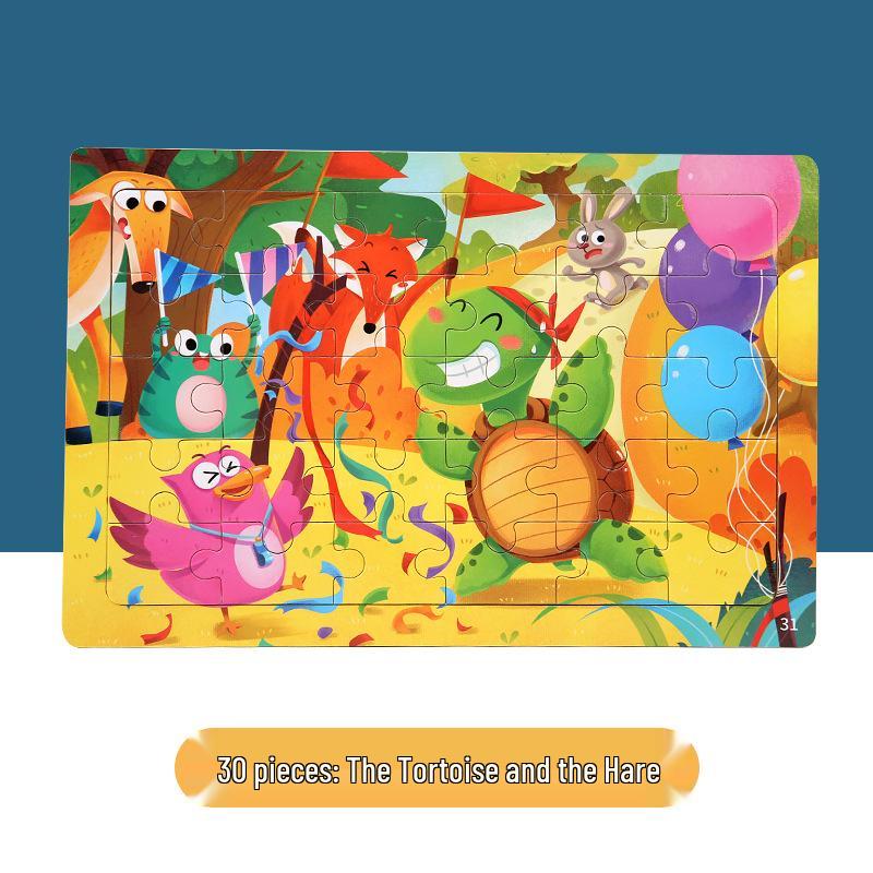 30-Piece Wooden Dinosaur Cartoon Animal Puzzle for Kids - Early Education & Intellectual Toy