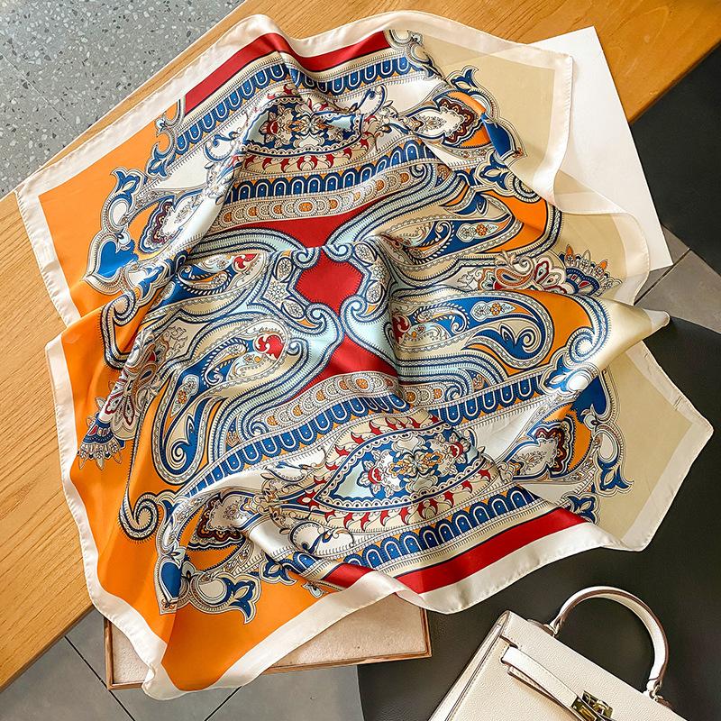 Elegant Floral Scarf for Lady Fashion Square Silk Neck Kerchief Bandana Foulard Soft Hairbands Women  New Bufanda