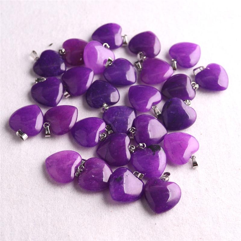 20mm Crystal Agate Heart Necklace Pendant - Natural Stone Jewelry Accessory
