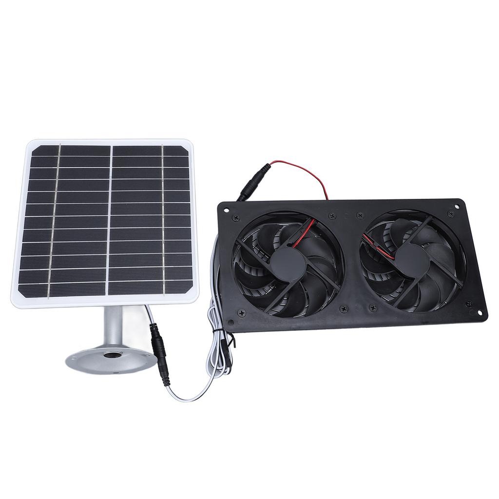 20W Solar Panel Solar Powered Dual Exhaust Fan Kit for Chicken Coops Greenhouses Sheds Pet Houses
