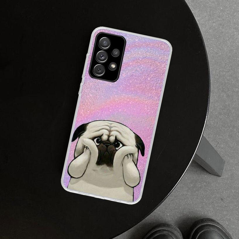 Cute Pug Dog Phone Case Cover For Samsung Galaxy A12 A22 A32 A52 A72 A02S A51 A50S A31 A20S A10S Note 20 Ultra 10 Plus Galaxy A5