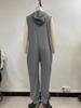 2025 Damenmode Ärmelloser Kapuzen-Jumpsuit mit langen Harems-Hosen