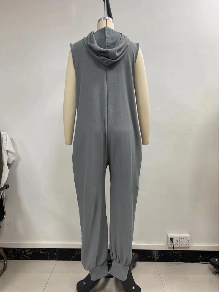 2025 Damenmode Ärmelloser Kapuzen-Jumpsuit mit langen Harems-Hosen
