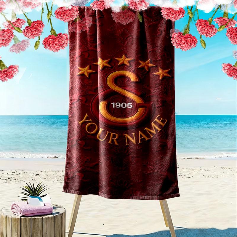 Galatasaray S Custom Name Print Beach Towel, Large Soft Quick Dry Towel for Beach Camping Swimming