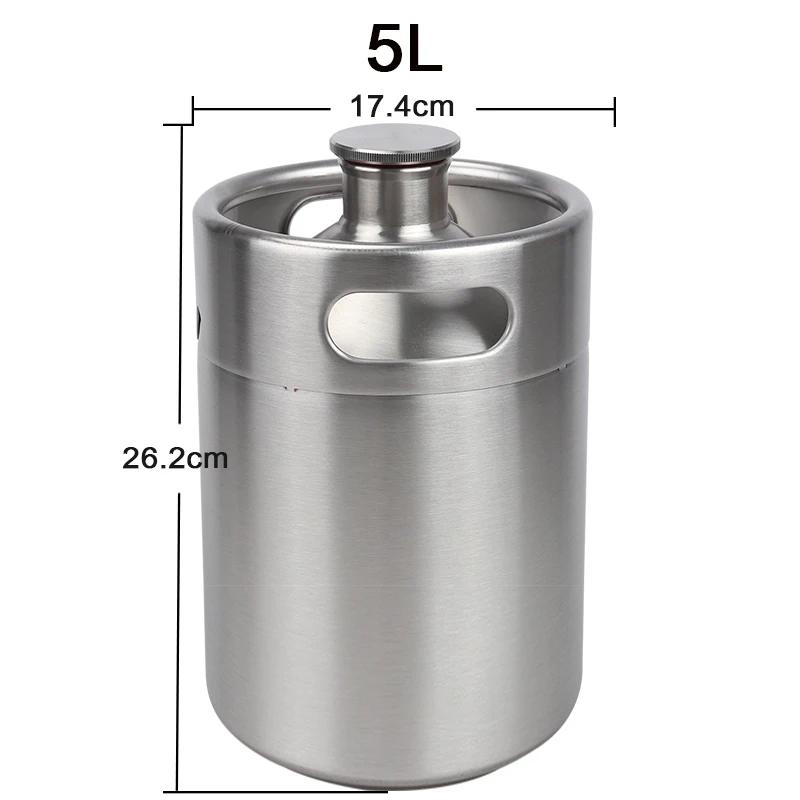 2L/3.6L/5L/8L Mini Keg Stainless Steel Keg Beer Growler Portable Beer Bottle Home Beer Making Bar Accessories Tool
