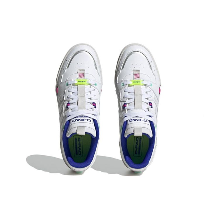 Adidas Neo D-Pad Leather Comfortable Trendy Non-Slip Wear-Resistant Lightweight Low-Top Skate Shoes Unisex Sneakers White Blue HP2673