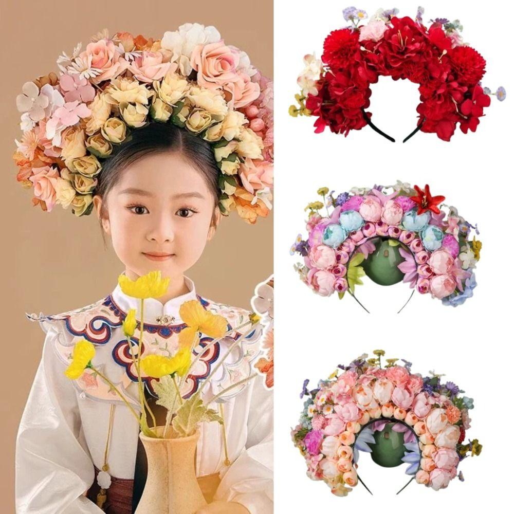 

Simulation Flower Wreath Hair Hoop Silk Flower Bride Wreath Garland Crown Hair Accessories