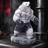 Fitness Bear Statue Resin Boxing Figurine, Muscle for Desk Decor, Realistic Brown White Sculpture Office and Home