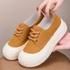 Women's Casual Shoes Thick-soled Round-toed Lace-up Height-enhancing White Shoes Fashionable Loafers