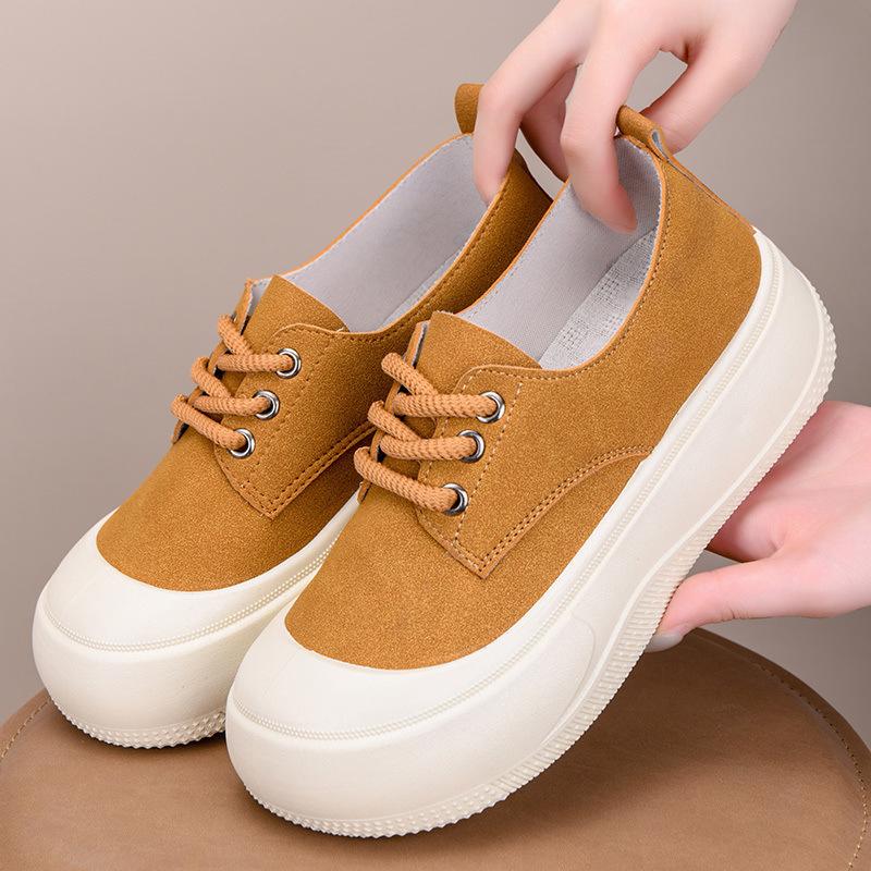 

Height-increasing new straps, women s casual versatile casual shoes, thick-soled round head lace-up, little white shoes, love 36