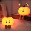2024 Cute Pumpkin Night Light, Touch Lamp with 3 Brightness Levels, Soft Silicone Rechargeable Warm Light for Women and Kids