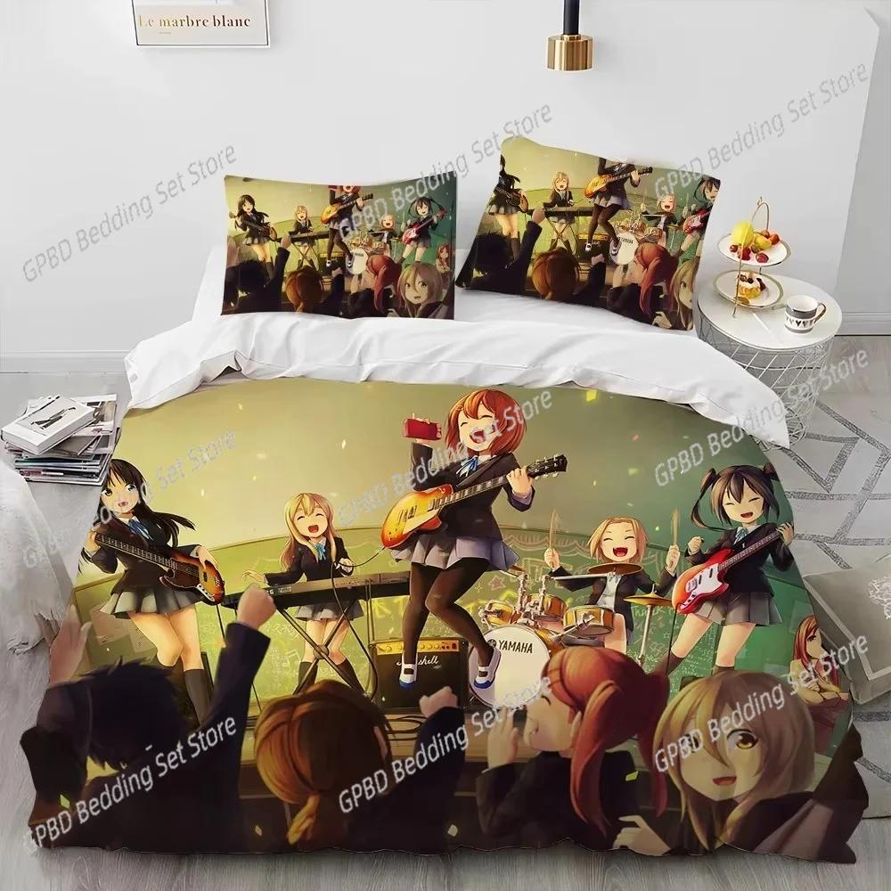 Comforter K-On Kawaii Girls Anime Bedding Set 3D Printed Suitable For Bedroom Kids Home Textile