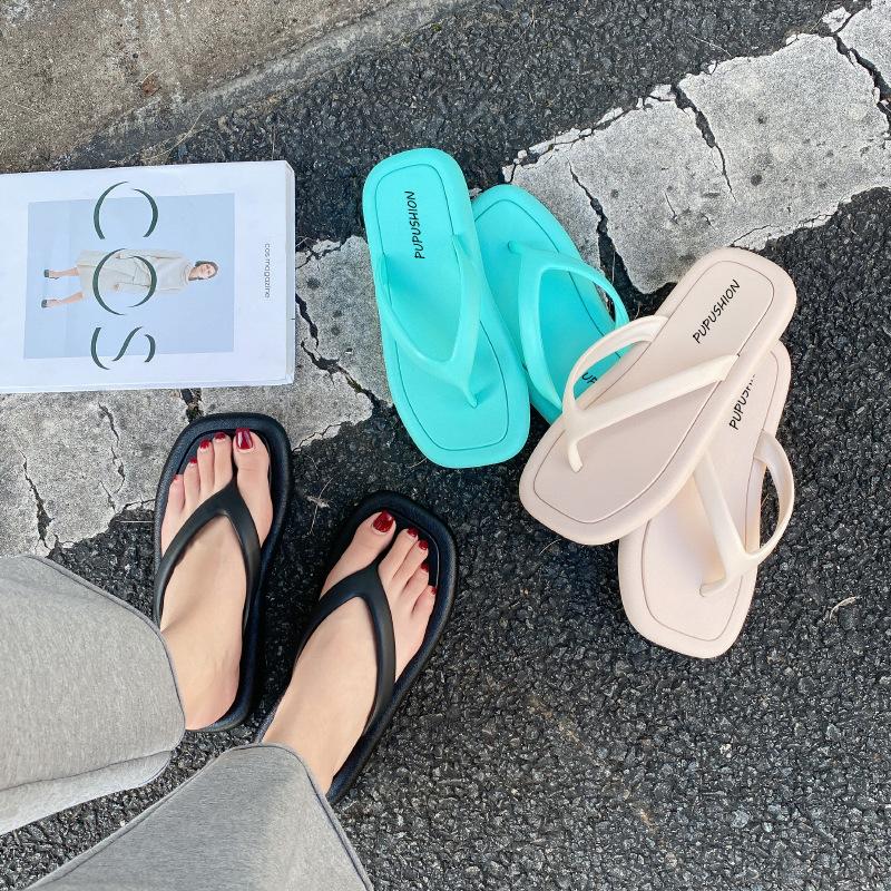 Fashion Thick Bottom Platform Sea Flip-Flop Thong Sandals Summer Shoes Soft Bathroom Slippers Pillow Slides Outdoor Indoor Shoes Women